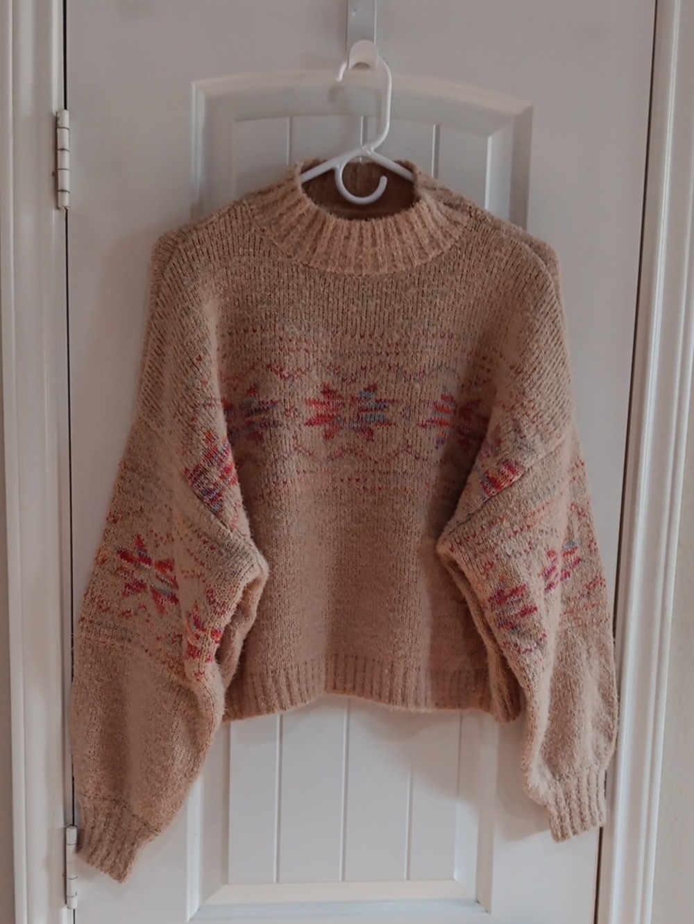 MM by My Michelle Tan Pastel Fair Isle Cropped Chenille Jumper L